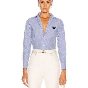 PLAY Comme des Garcons Striped Blue and White Shirt Size S